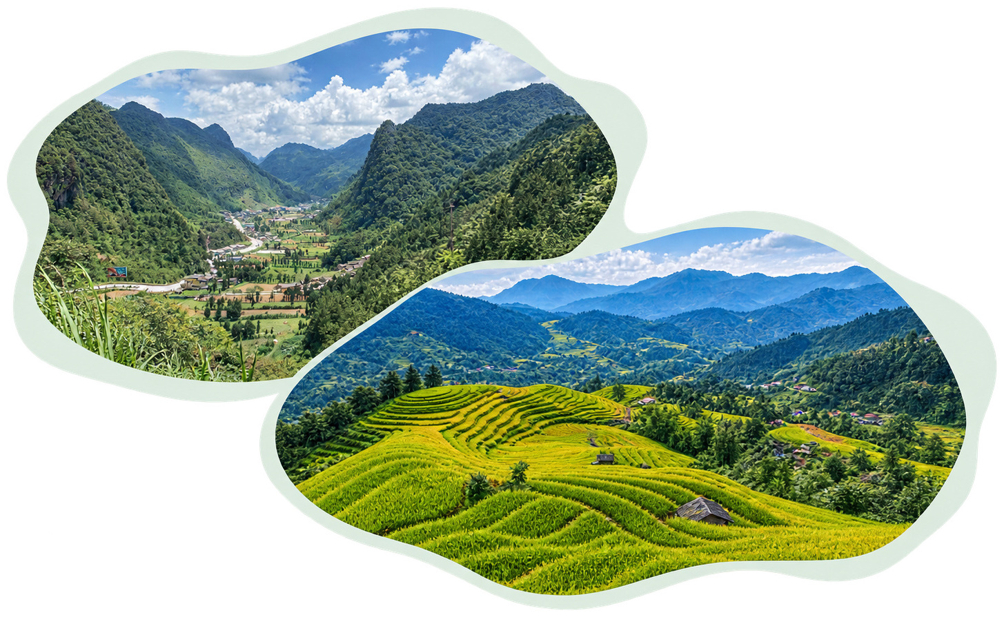 Ha Giang mountain valley and Hoang Su Phi rice terraces in Northern Vietnam