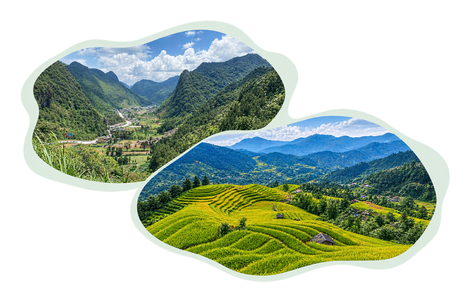 Ha Giang mountain valley and Hoang Su Phi rice terraces in Northern Vietnam